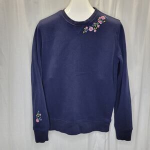 GAP Navy Crewneck Upcycled Embroidered Sweatshirt, M
